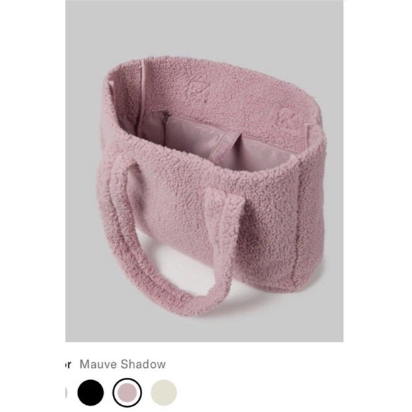 32 degrees Cozy Sherpa Tote Bag "Mauve Shadows" teddy bear fabric NWT - Picture 2 of 6